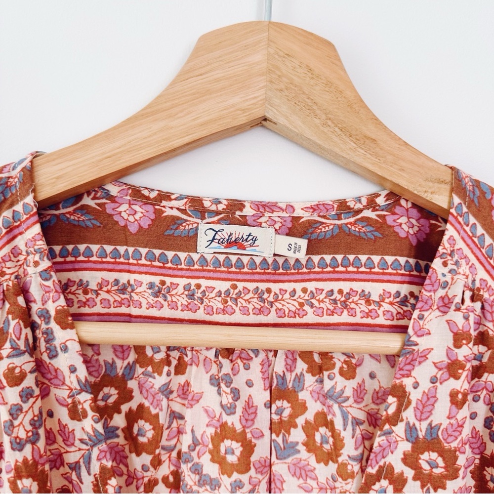 NEW Faherty Women’s Orinda Floral Print Organic Cotton Maxi Dress Earth Print - Picture 6 of 12